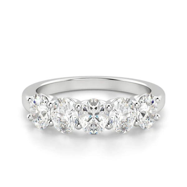 Oval Cut Moissanite Five Stone Eternity Band For Anniversary Gift