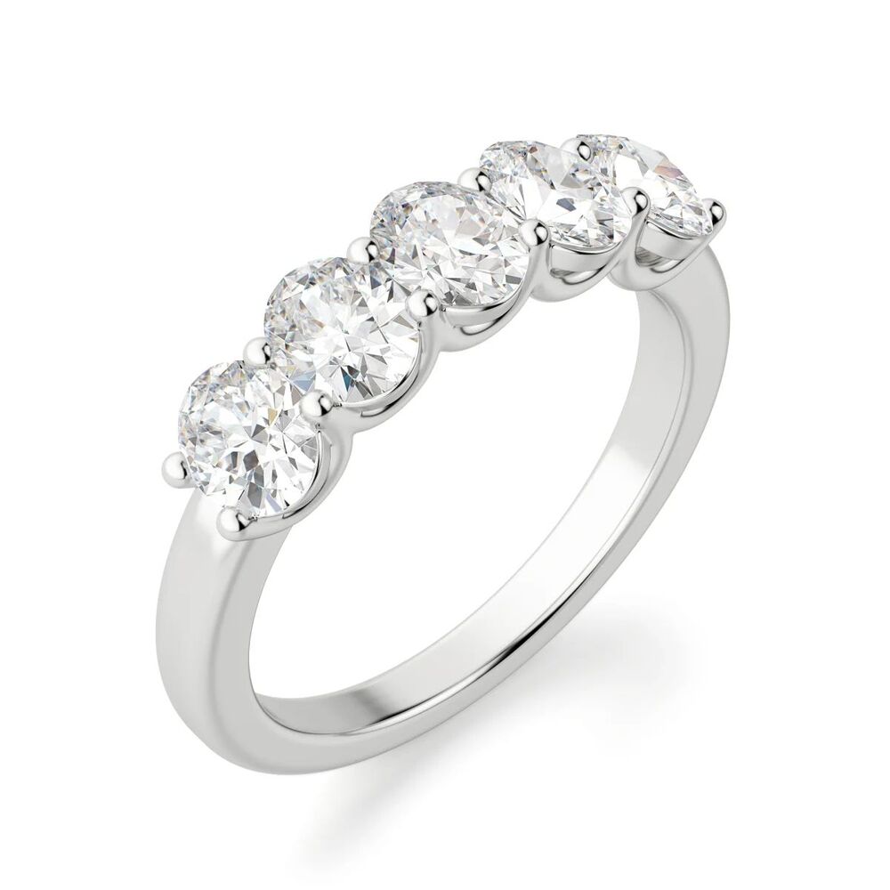 Oval Cut Moissanite Five Stone Eternity Band For Anniversary Gift