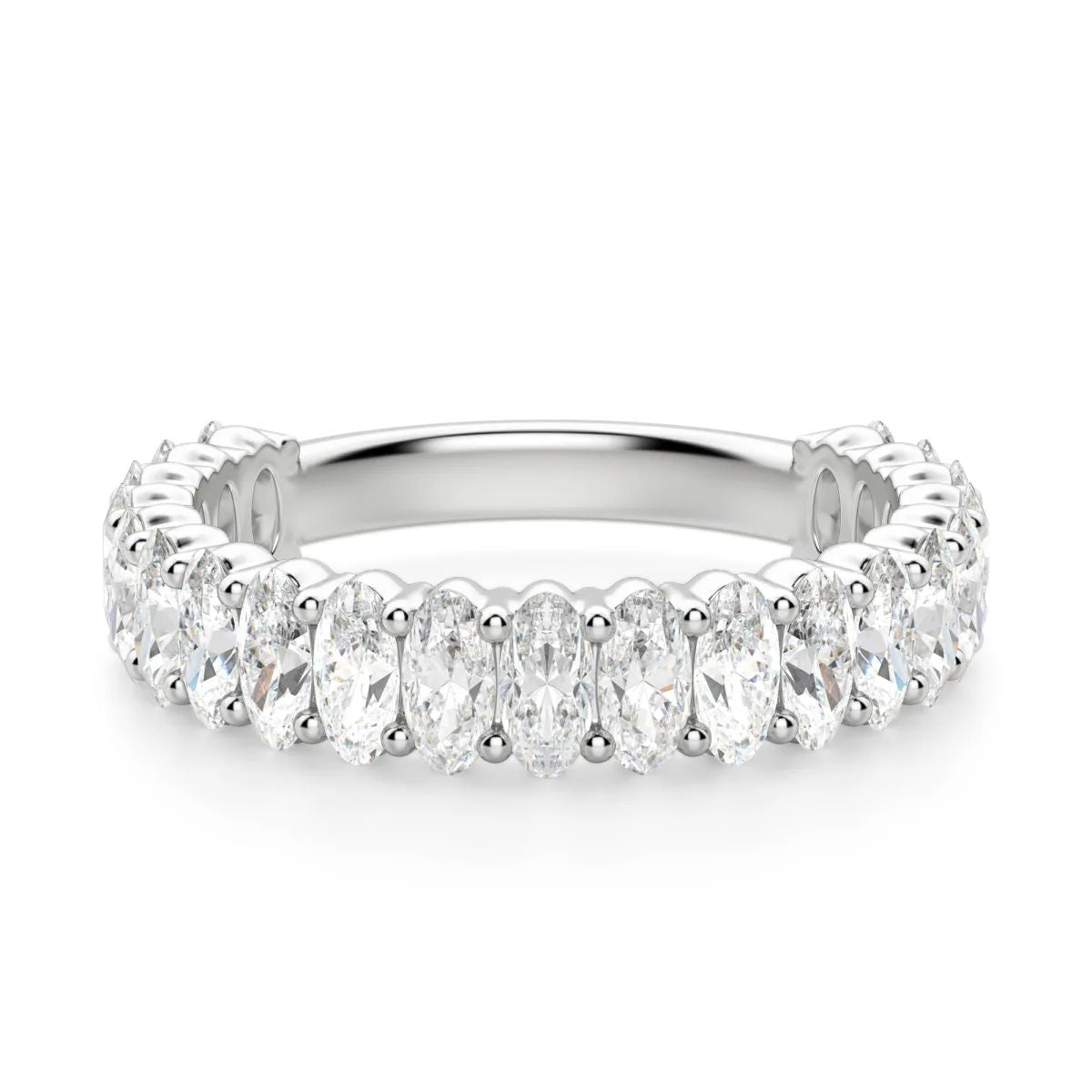 Oval Cut Semi Eternity Matching Wedding Band for Her