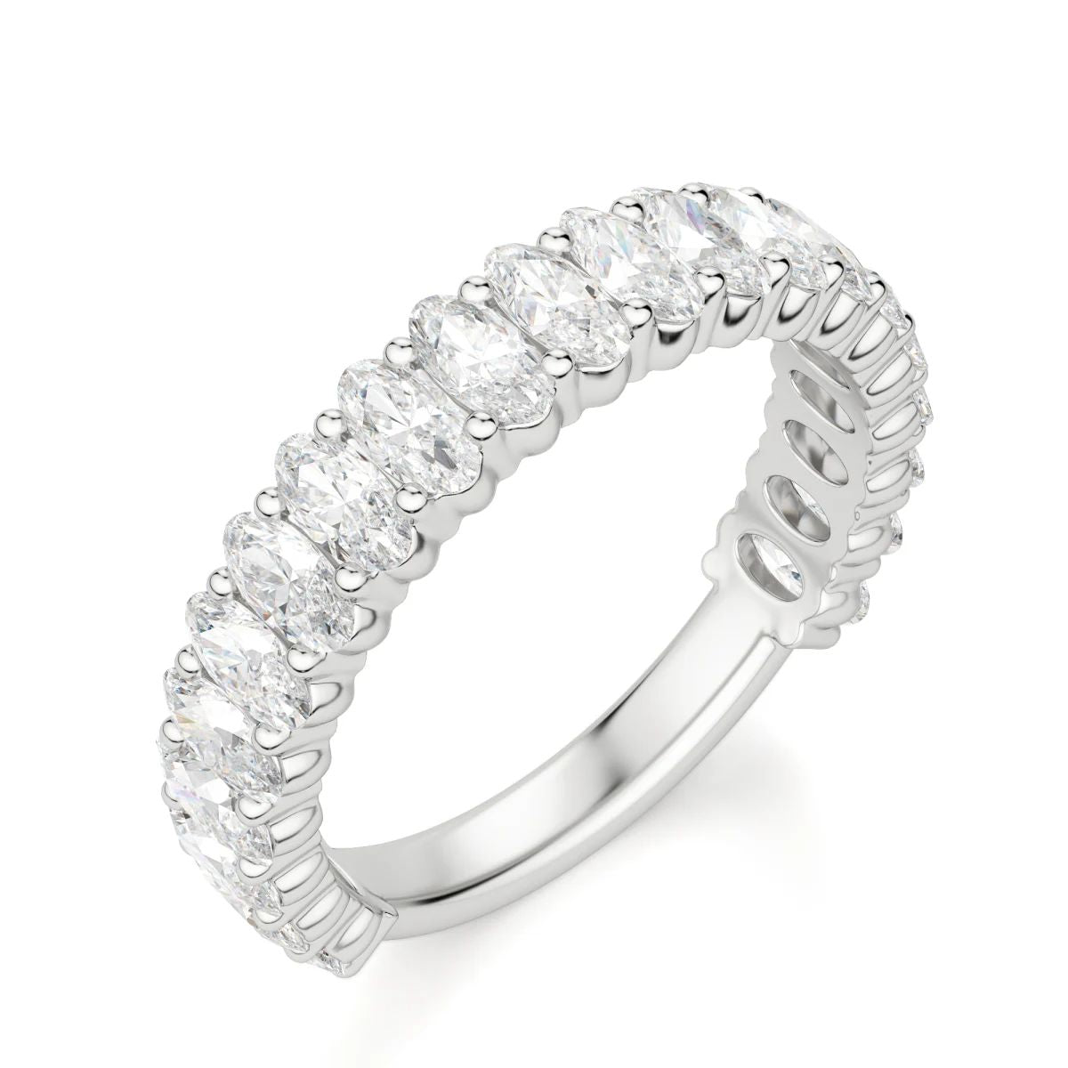 Oval Cut Semi Eternity Matching Wedding Band for Her