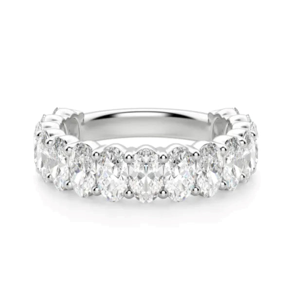 Oval Cut Semi Eternity Wedding Band For Women