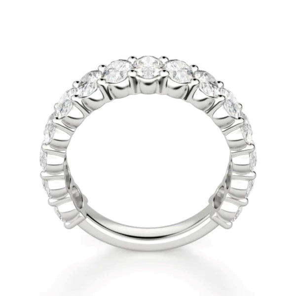 Oval Cut Semi Eternity Wedding Band For Women