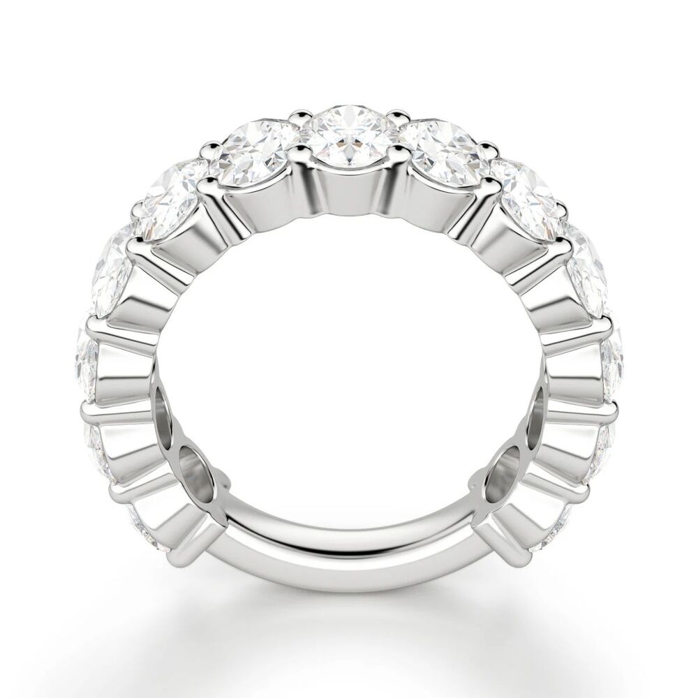 Oval Cut Moissanite Semi Eternity Wedding Band For Women