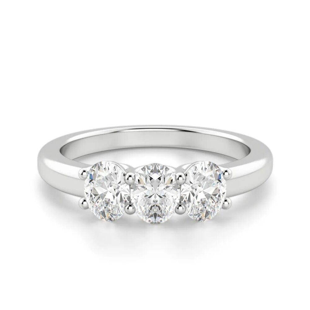 Oval Cut Moissanite Three Stone Eternity Wedding Band