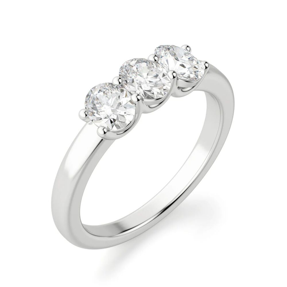 Oval Cut Moissanite Three Stone Eternity Wedding Band