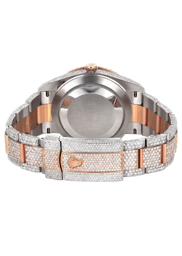 Two Tone Bust Down Moissanite Watch, Stainless Steel Iced Out Luxury Watch