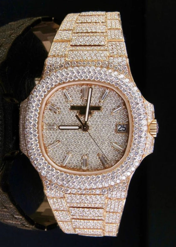 Moissanite Fully Iced Out Patek Watches for Men's
