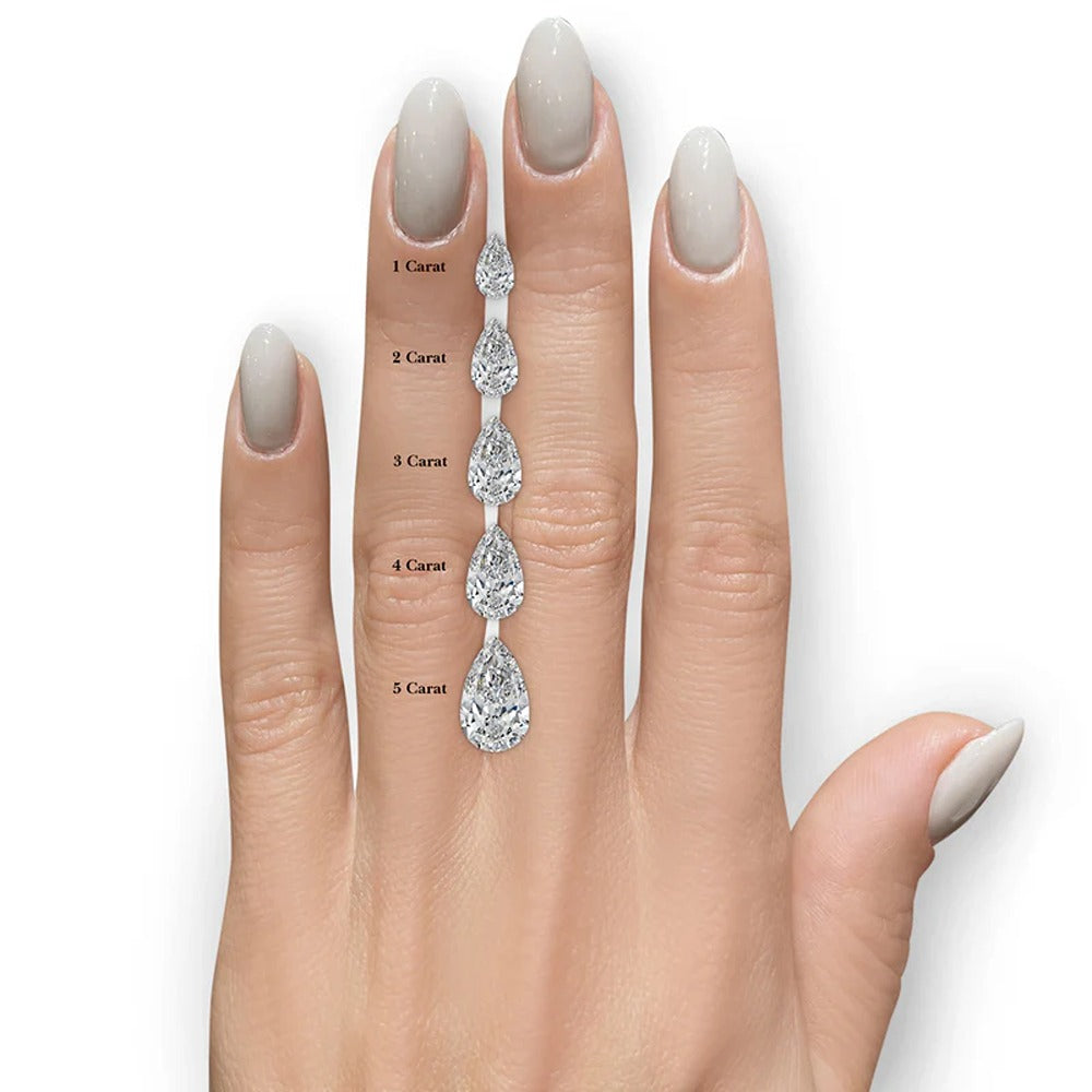 Pear Cut Halo Moissanite Bridal Ring Set