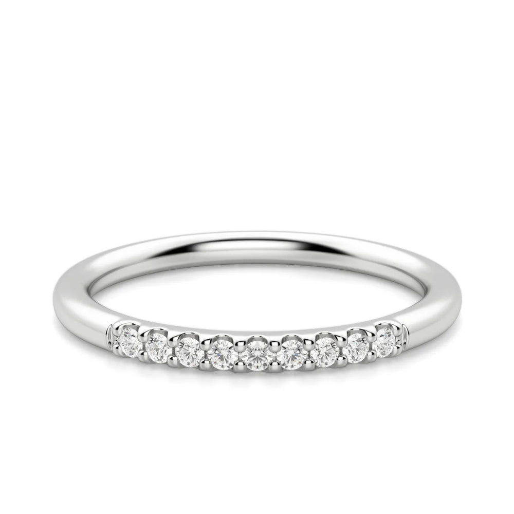 VVS1 Moissanite Round Cut Half Eternity Wedding Ring