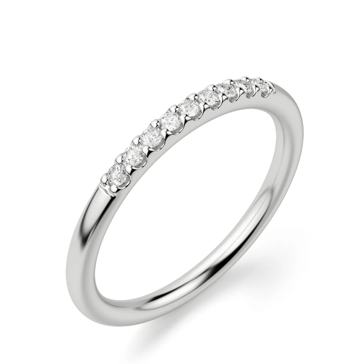 Round Cut Moissanite Diamond Pave Set Band