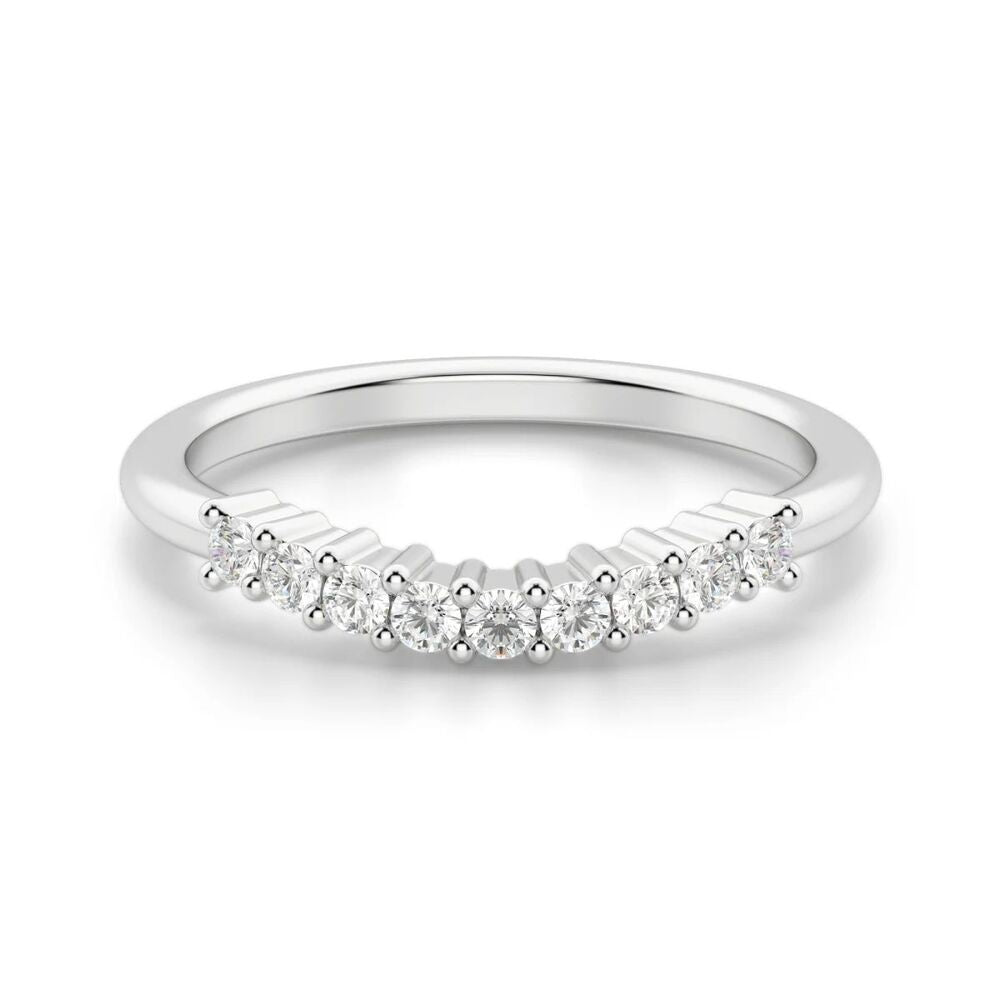 Round Cut Half Eternity Moissanite Wedding Band For Women