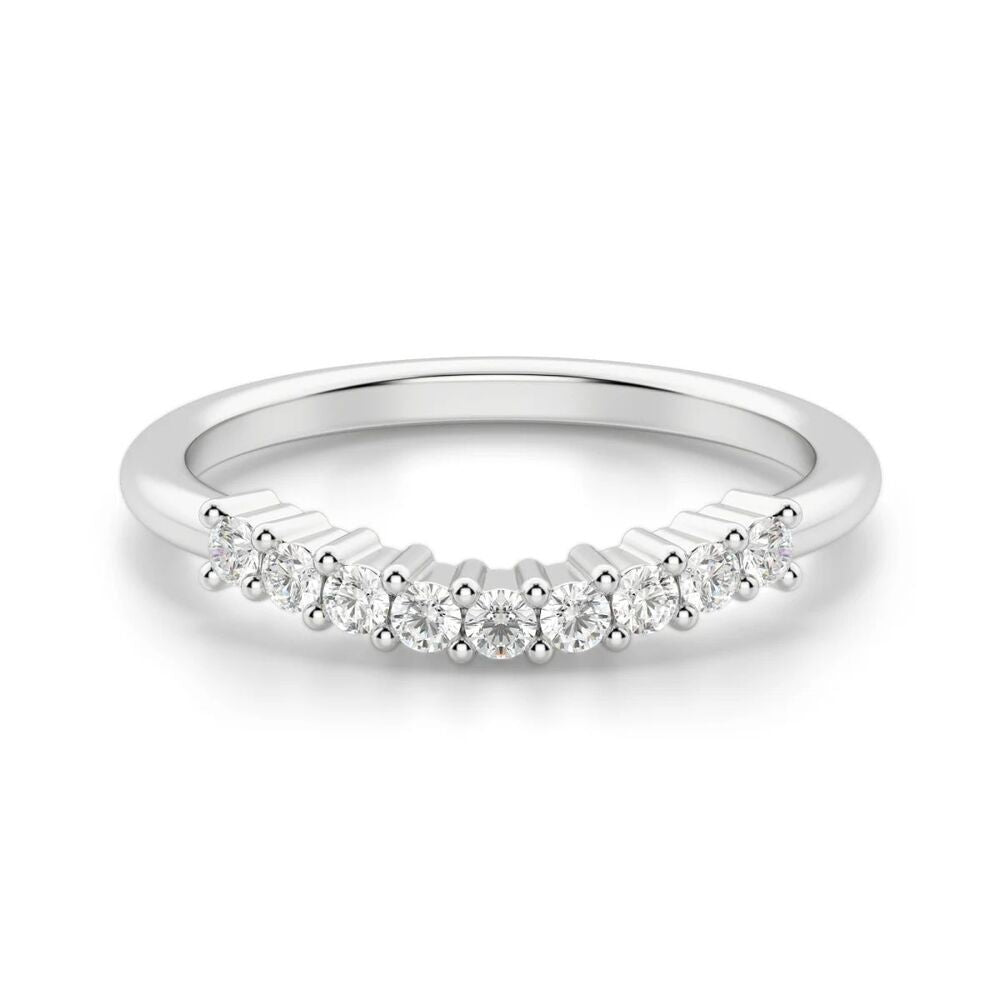 Colorless Moissanite Round Cut Bold Semi Eternity Wedding Band