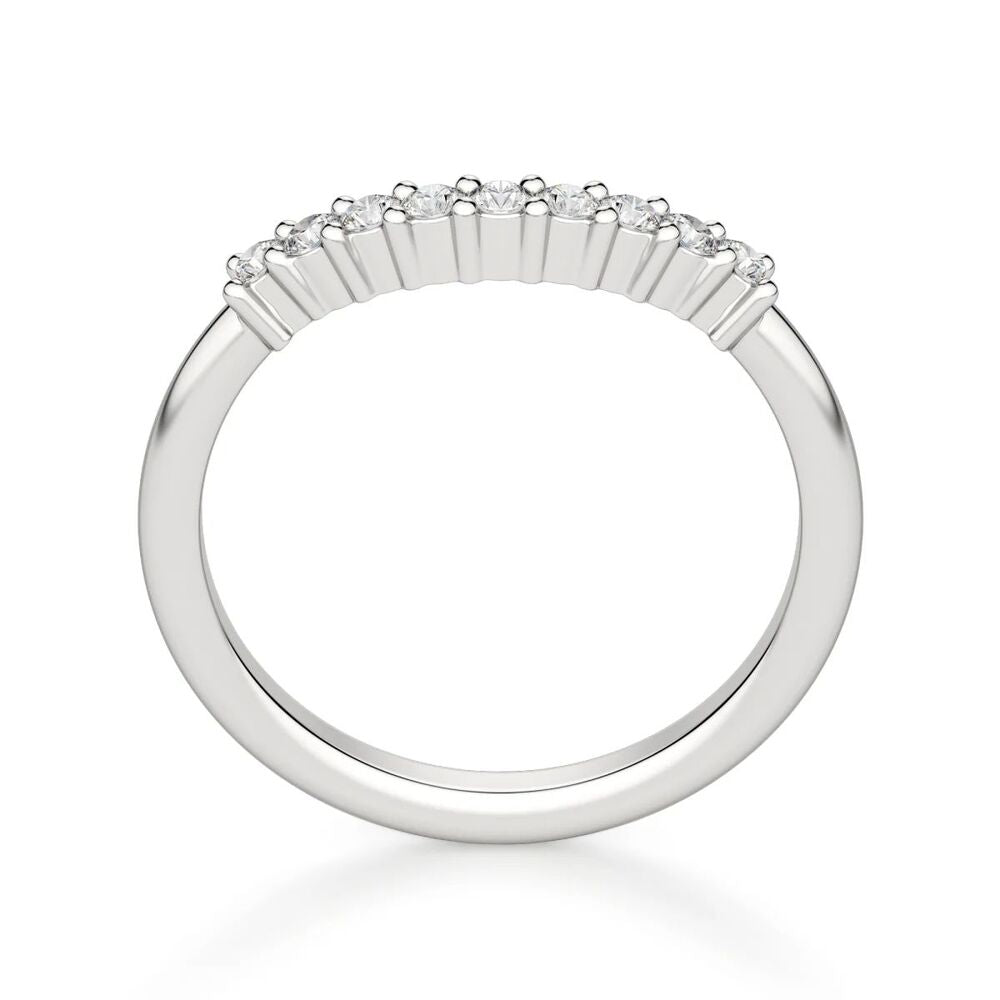 Round Cut Half Eternity Moissanite Wedding Band For Women