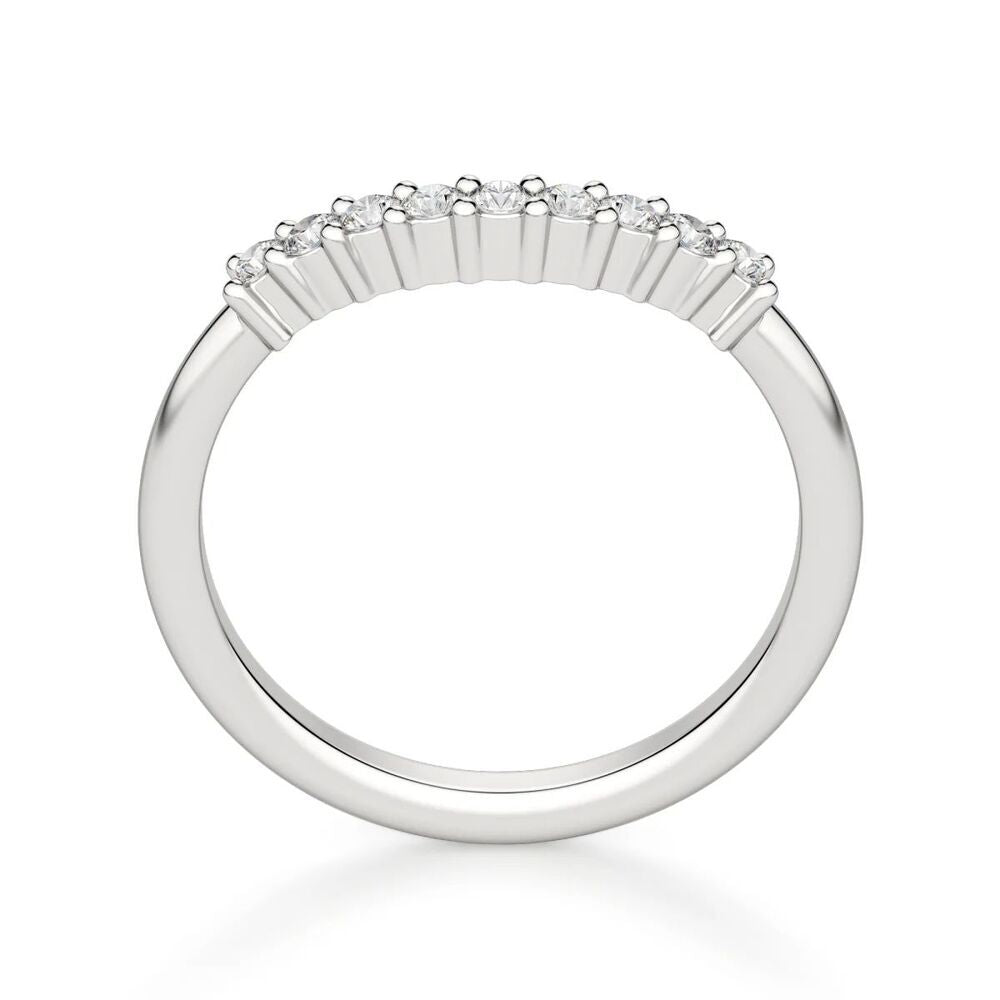 Colorless Moissanite Round Cut Bold Semi Eternity Wedding Band