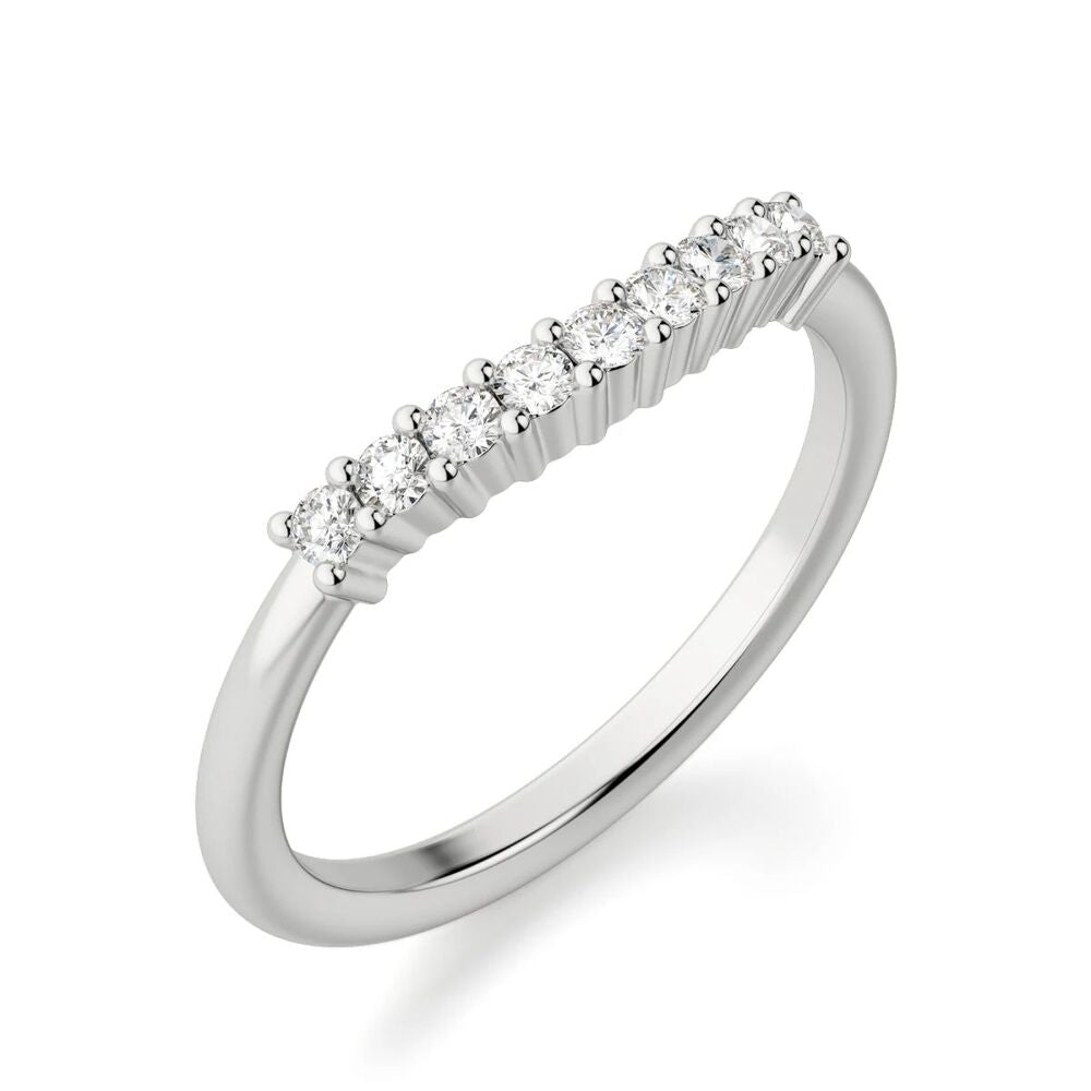 Round Cut Half Eternity Moissanite Wedding Band For Women