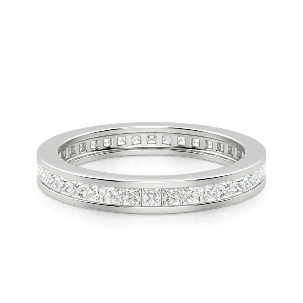 Princess Cut Channel Set Moissanite Wedding Band For Women