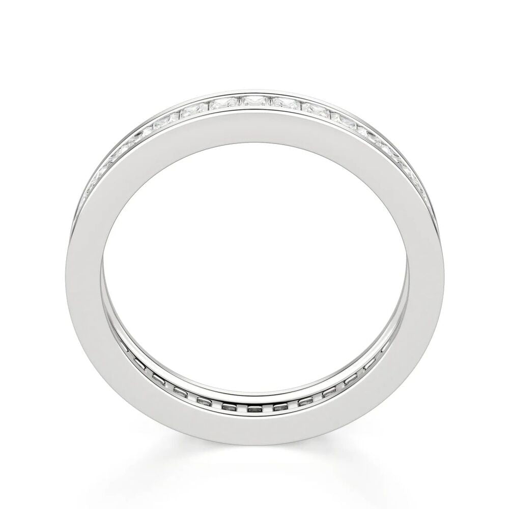 Princess Cut Channel Set Moissanite Wedding Band For Women