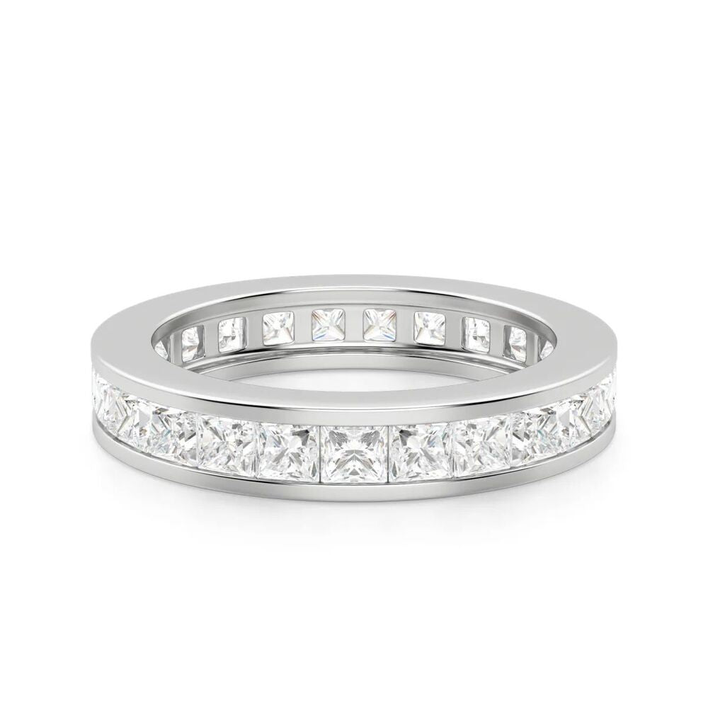 VVS1 Moissanite Princess Cut Channel Set Wedding Band