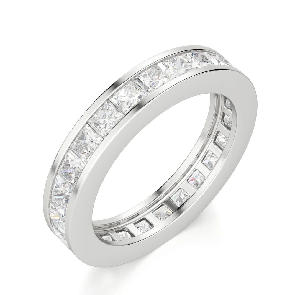 VVS1 Moissanite Princess Cut Channel Set Wedding Band