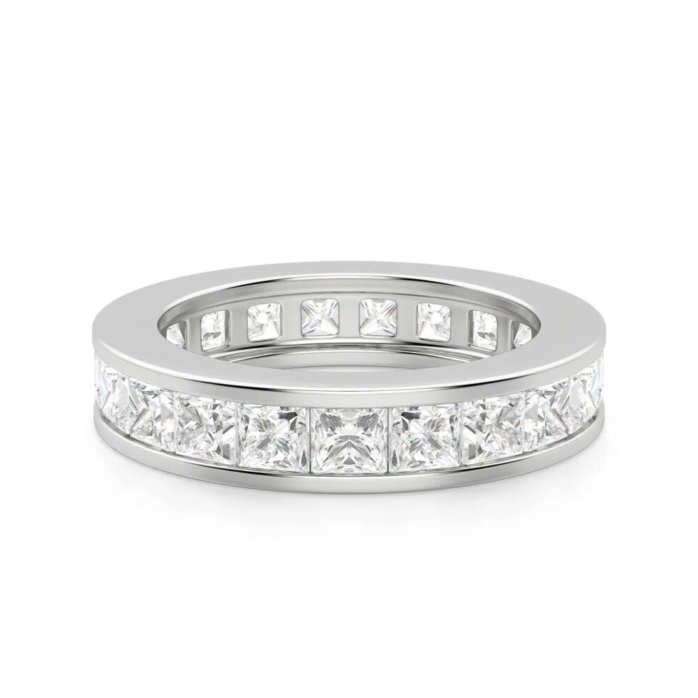 Princess Cut Moissanite Channel Set Wedding Band