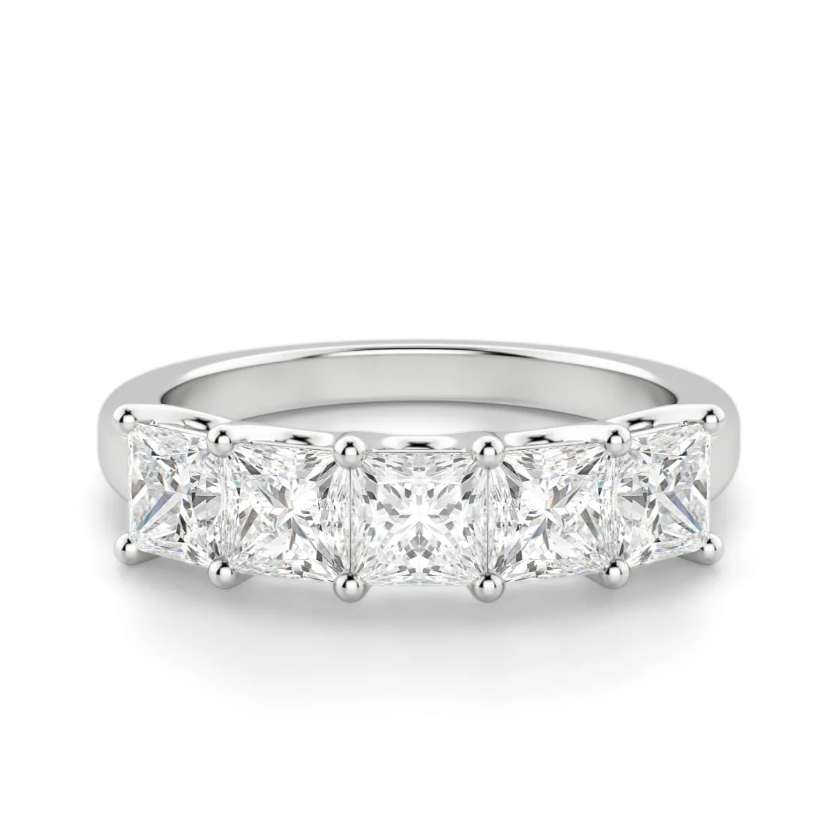 Princess Cut Five Stone Diamond Wedding Band