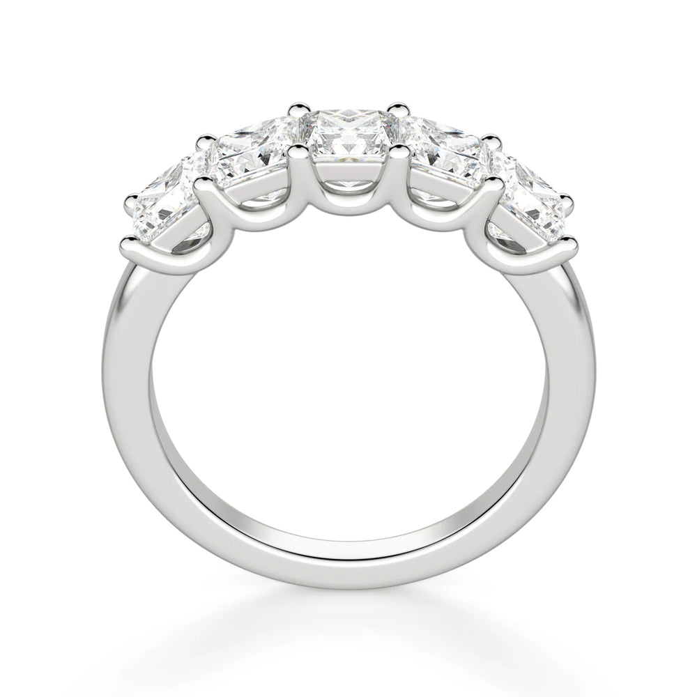 Princess Cut  Moissanite Five Stone Eternity Promise Band
