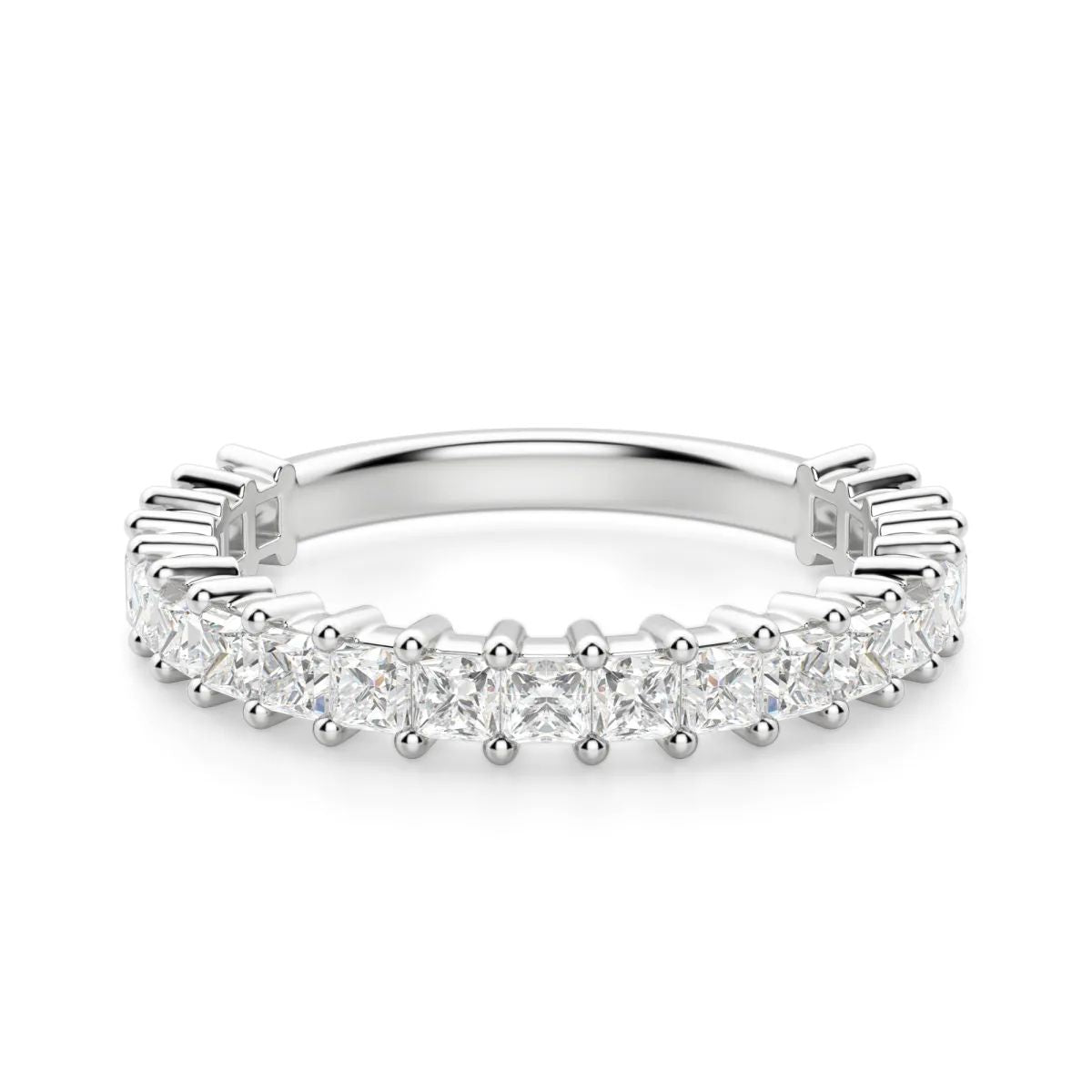 Princess Cut Semi Eternity Wedding Band for Her