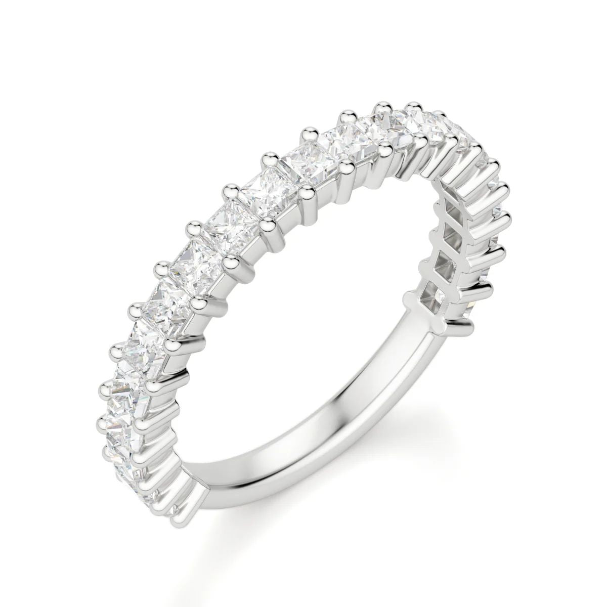 Princess Cut Semi Eternity Wedding Band for Her