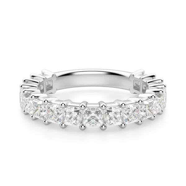Princess Cut Semi Eternity Wedding Matching Band
