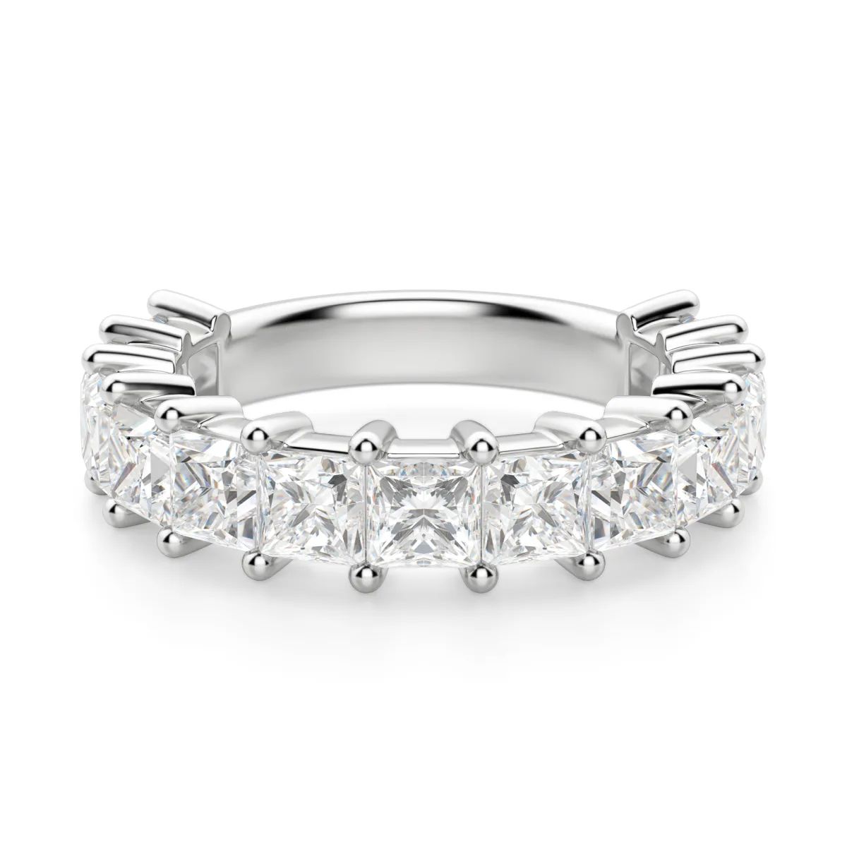 Princess Cut Semi Eternity Matching Wedding Band