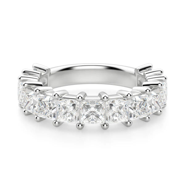 Princess Cut Semi Eternity Matching Wedding Band