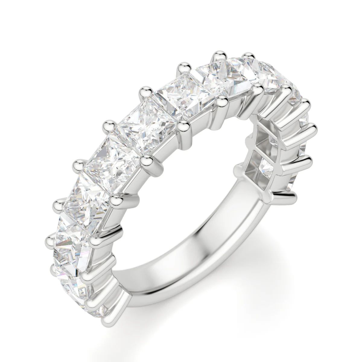 Princess Cut Semi Eternity Matching Wedding Band