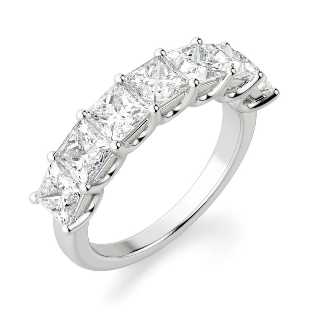 Princess Cut Moissanite Seven Stone Eternity Band For Anniversary Gift