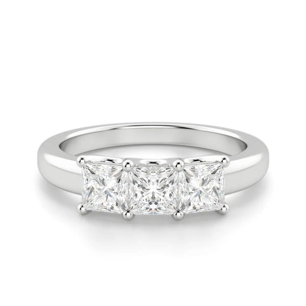 Princess Cut Moissanite Three Stone Promise Band For Her
