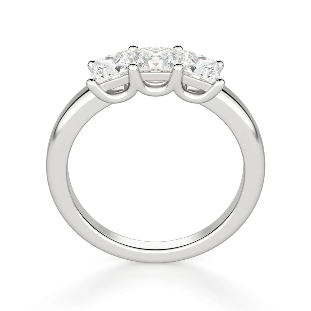 Princess Cut Moissanite Three Stone Promise Band For Her