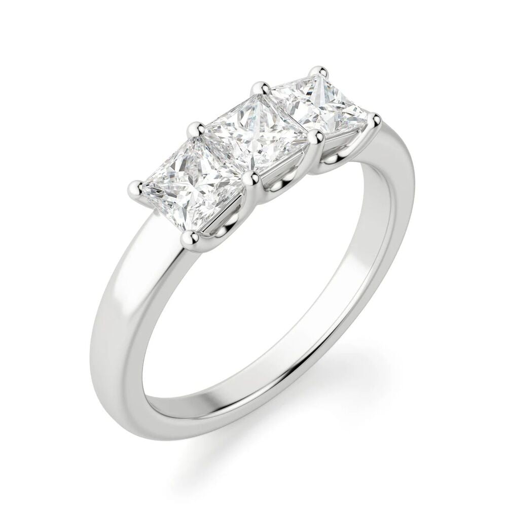 Princess Cut Moissanite Three Stone Promise Band For Her