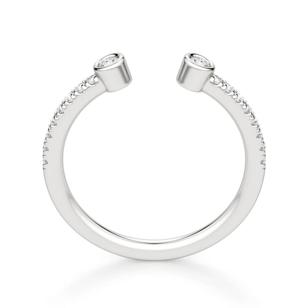 Round Cut Moissanite Open Cuff Promise Band