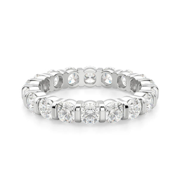 Round Cut Bar Set Full Eternity Wedding Band