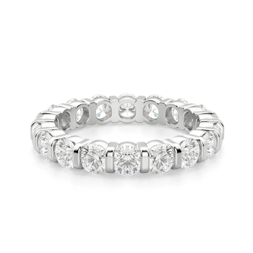 VVS1 Moissanite Round Cut Bar Set Full Eternity Band For Women