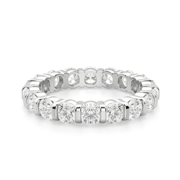 VVS1 Moissanite Round Cut Bar Set Full Eternity Band For Women