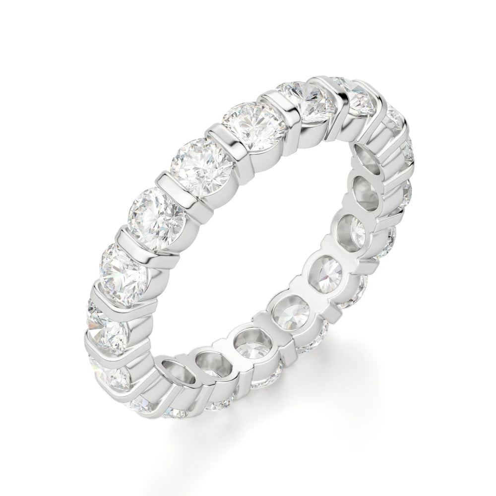 VVS1 Moissanite Round Cut Bar Set Full Eternity Band For Women