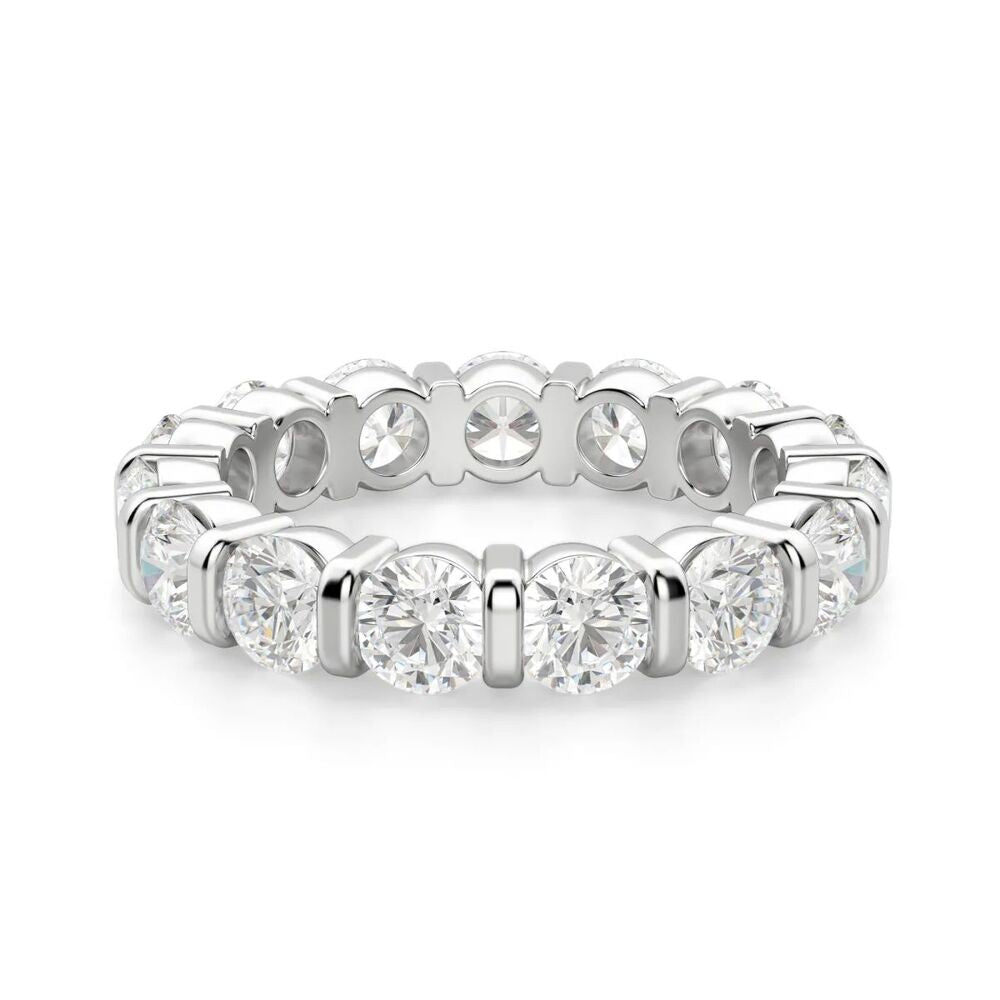 Round Cut Bar Set Moissanite full Eternity Promise Band