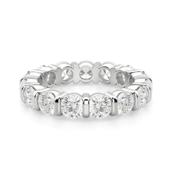 Round Cut Bar Set Full Eternity Wedding Band