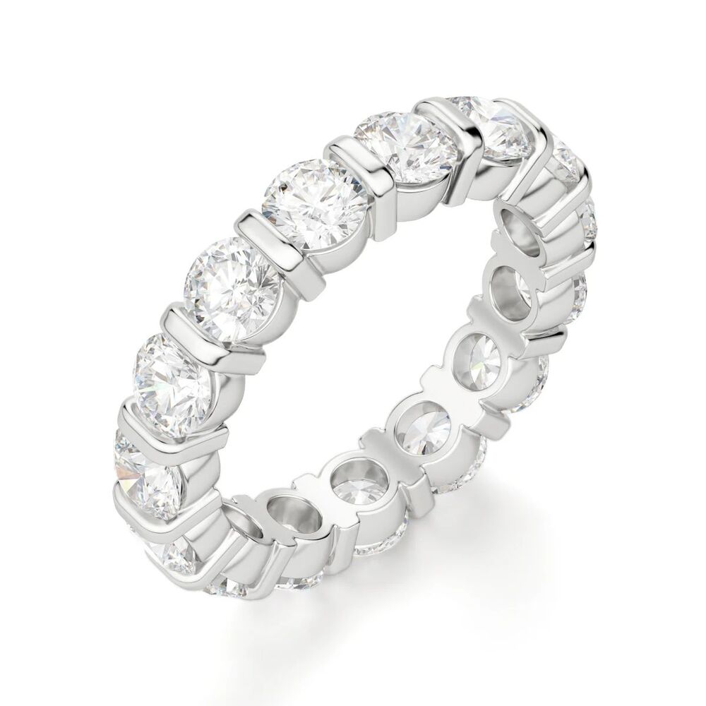 Round Cut Bar Set Moissanite full Eternity Promise Band