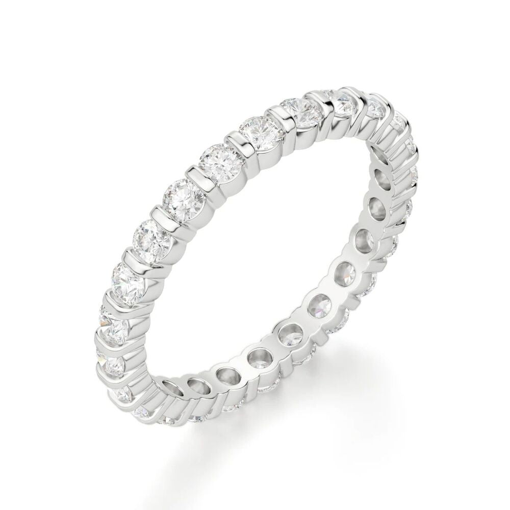 Moissanite Round Cut Bar Set Wedding Band For Women