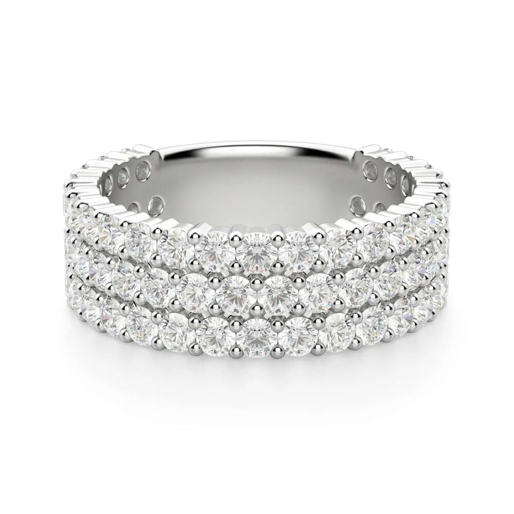 Round Cut Moissanite Bold Semi Eternity Wedding Band