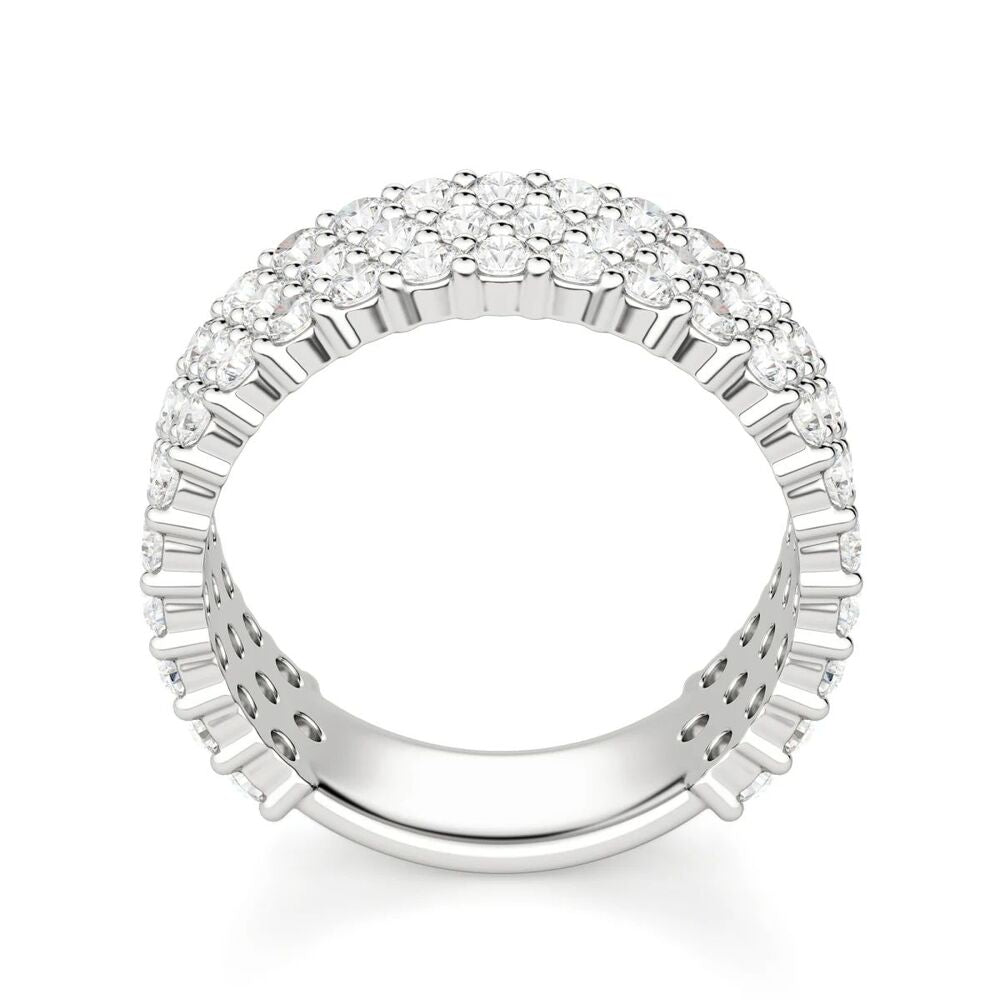 Round Cut Moissanite Bold Semi Eternity Wedding Band