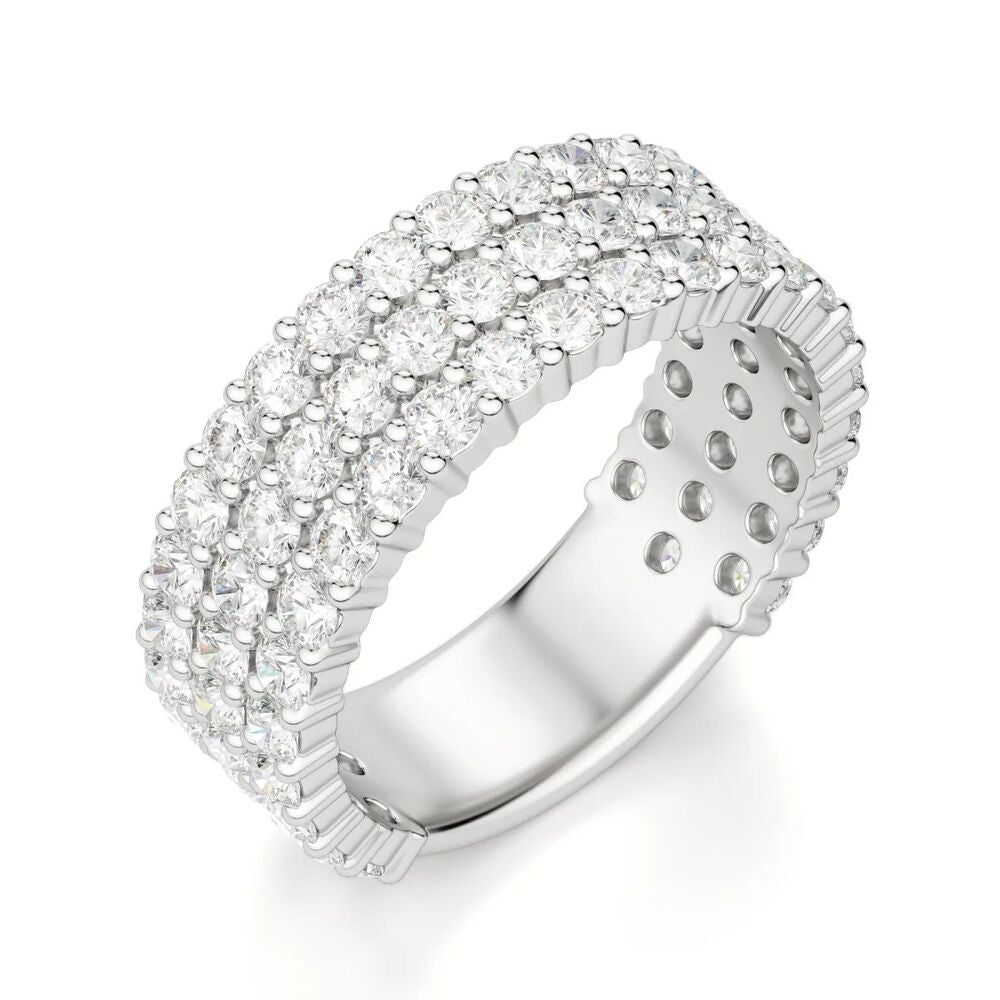 Round Cut Moissanite Bold Semi Eternity Wedding Band