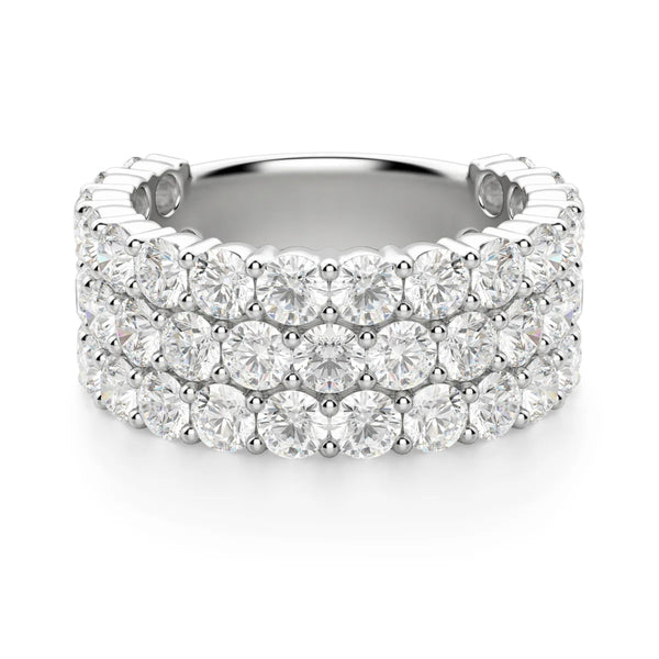 Round Cut Moissanite Bold Pave Set Wedding Band For Her