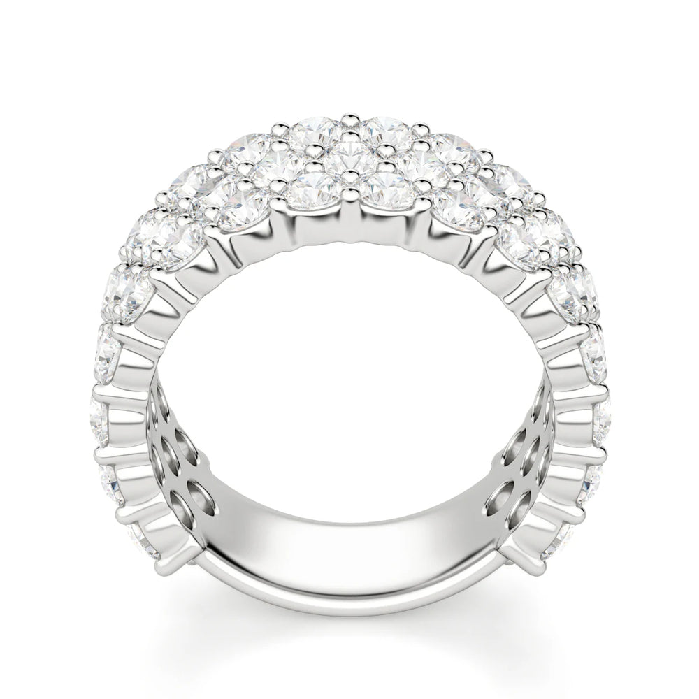 Round Cut Moissanite Bold Pave Set Wedding Band For Her